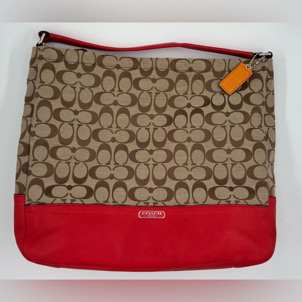 Coach Park Signature Hobo tote bag in orange/coral - Picture 3 of 12
